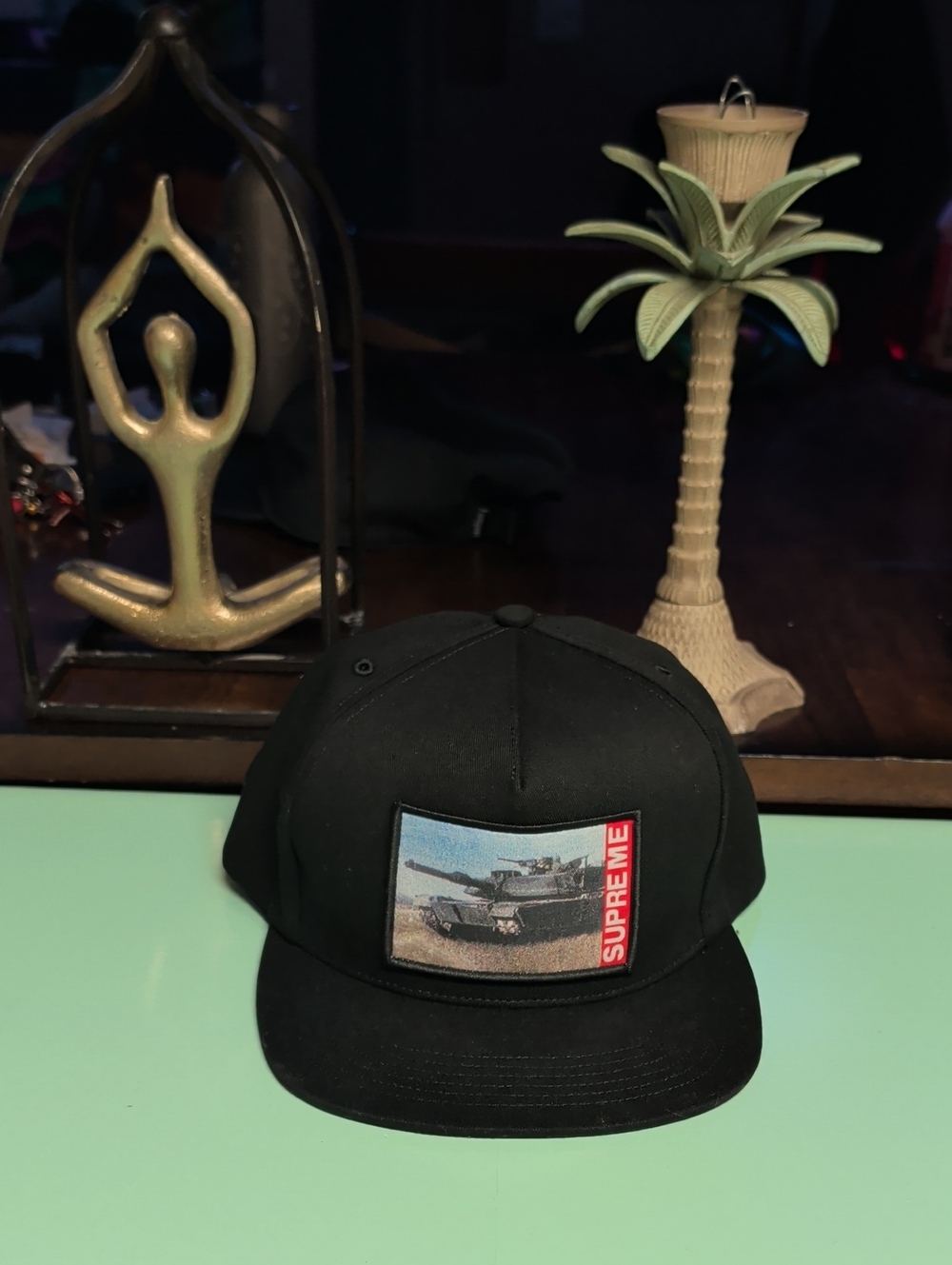 Supreme Black Hat with Military Tank Patch